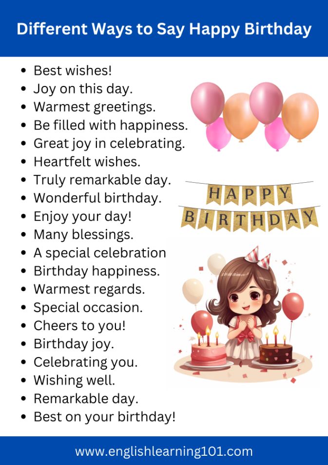 Different ways to say Happy Birthday