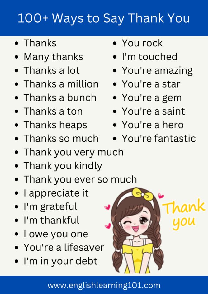 Different ways to say thank you