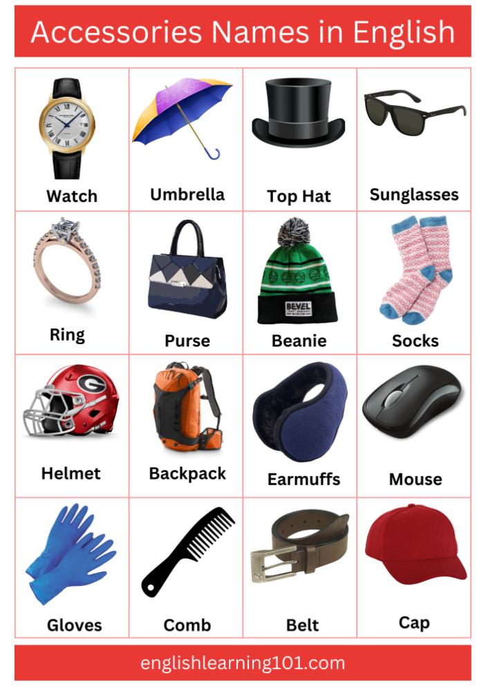 Accessories Names in English with Pictures